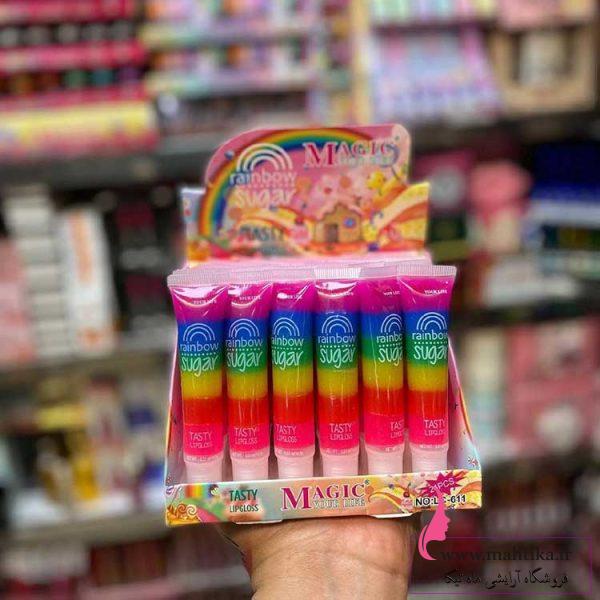 خرید عمده برق لب فانتزی رنگین کمانی