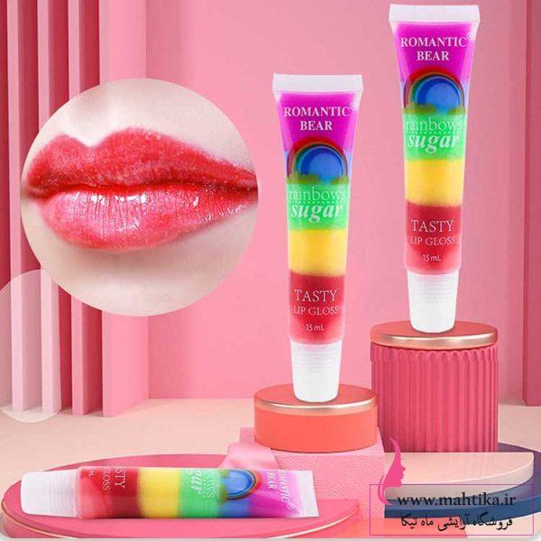 خرید عمده برق لب فانتزی رنگین کمانی