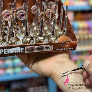 خط چشم ماژیکی مشکی عمیق، نوک فوق‌باریک، خطی دقیق